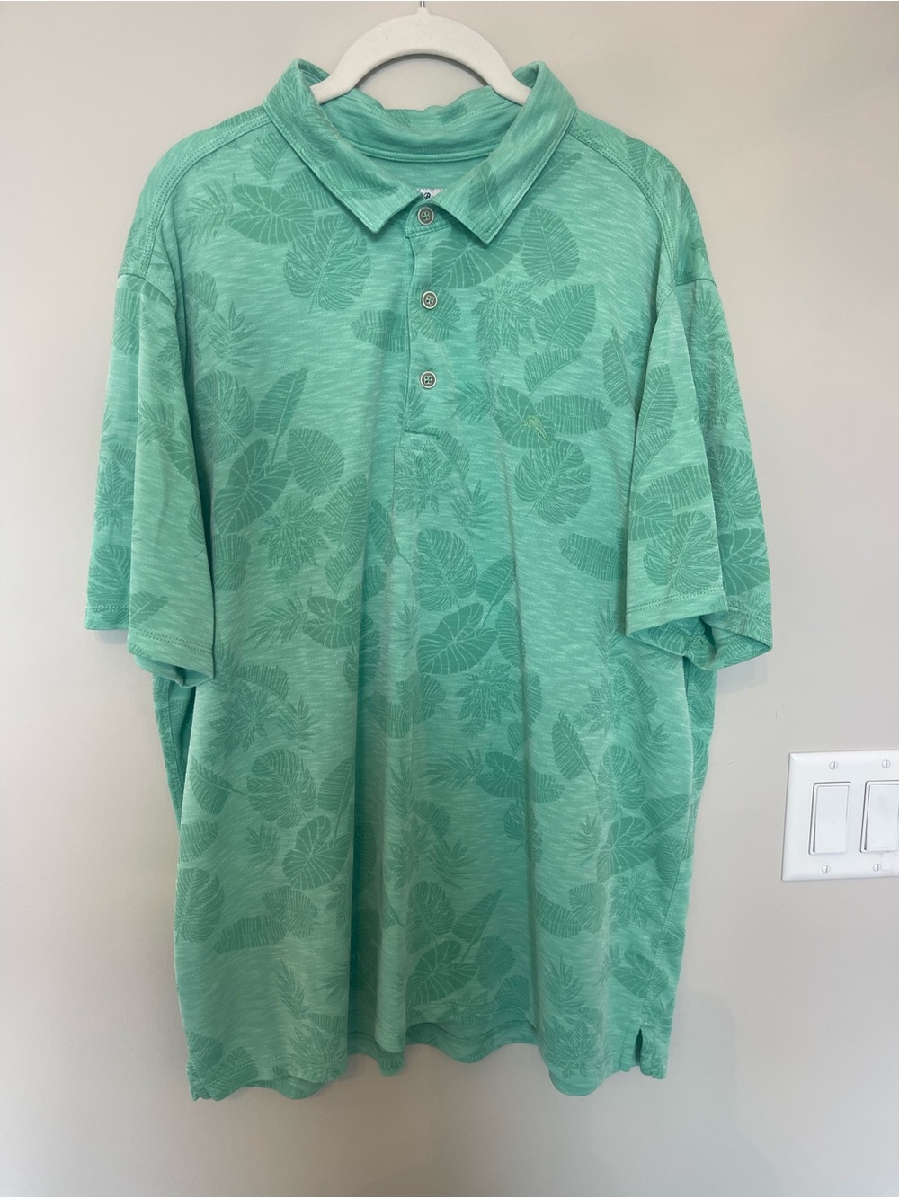 Tommy Bahama Mint Green Tropical-Print Polo